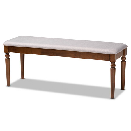 BAXTON STUDIO Giovanni Grey Upholstered and Walnut Wood Dining Bench 171-10926
